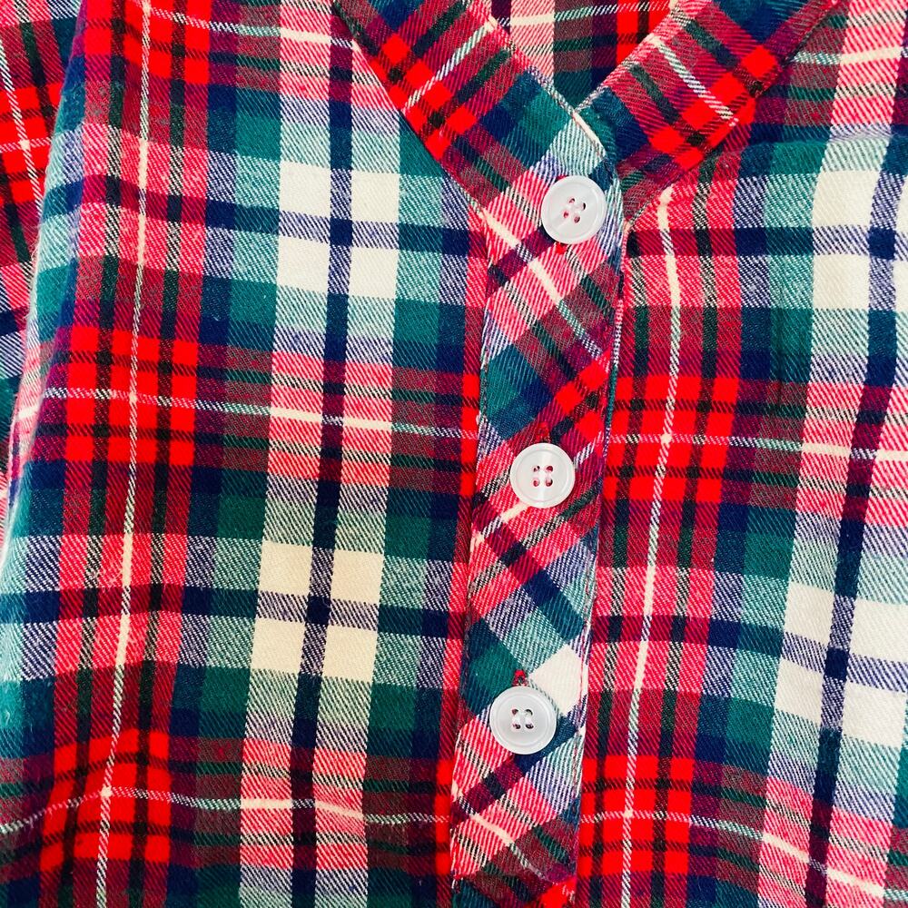 Vintage Disney Winnie the Pooh and Tiger Plaid Pajama Top Quarter Button L/XL - Picture 6 of 8